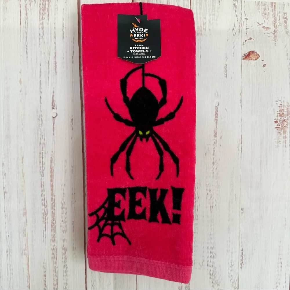 Hyde and eek 2 pack kitchen towels eek and spiderweb print